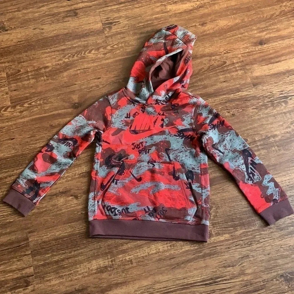 Nike Other - Nike Red Camouflage Hoodie Size Large New